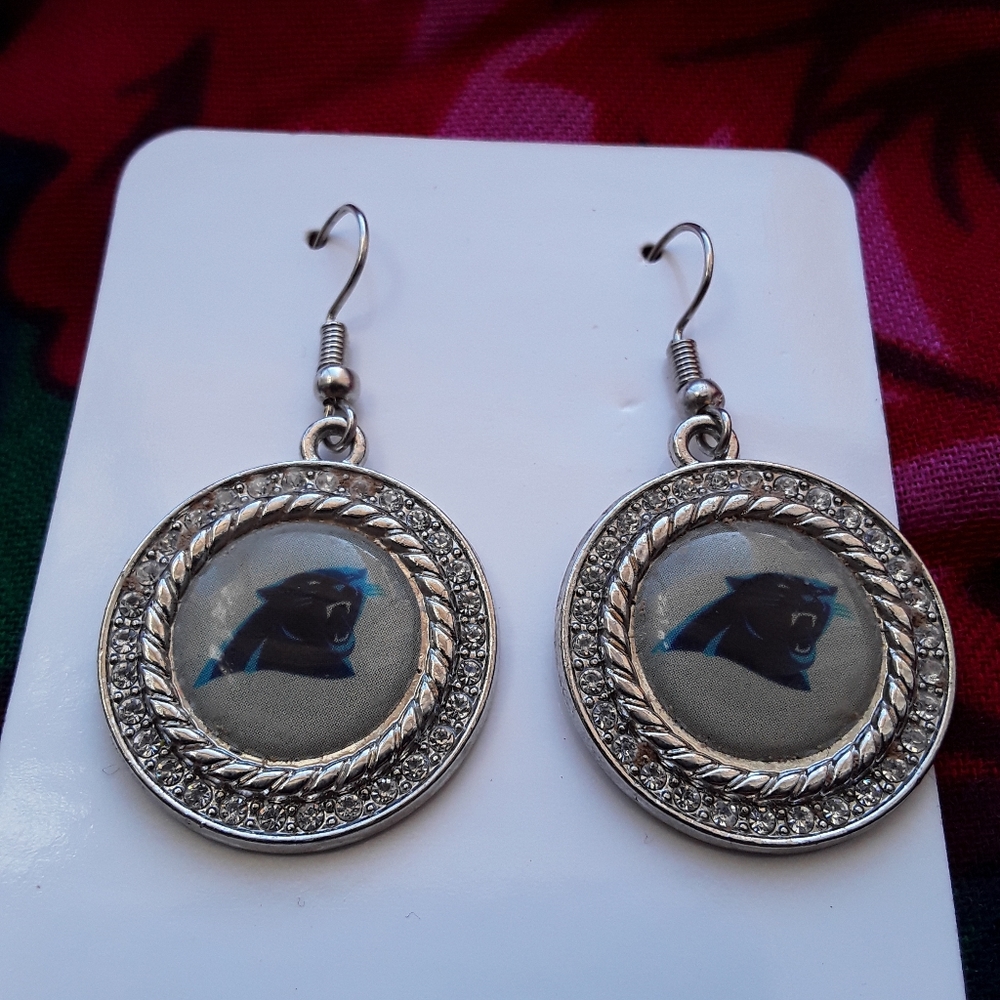 Carolina Panthers Crystal Sliver Earrings